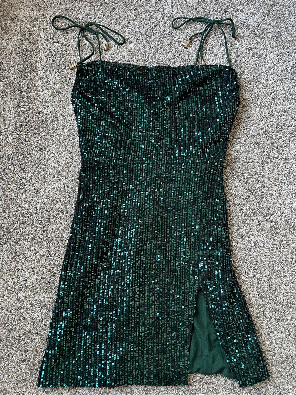 Showpo. green sequence dress